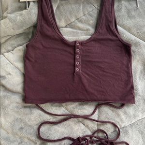 AE crop top tank, ties around waist